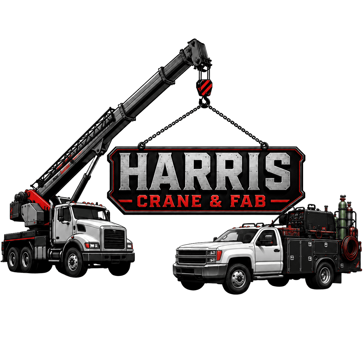 Harris Crane and Fab crane truck and mobile welding truck